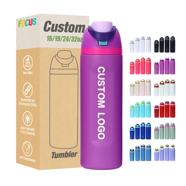Custom Drink Tumblers Owala 16oz 19oz 24oz 32oz Sport Water Bottles With Handle Ring