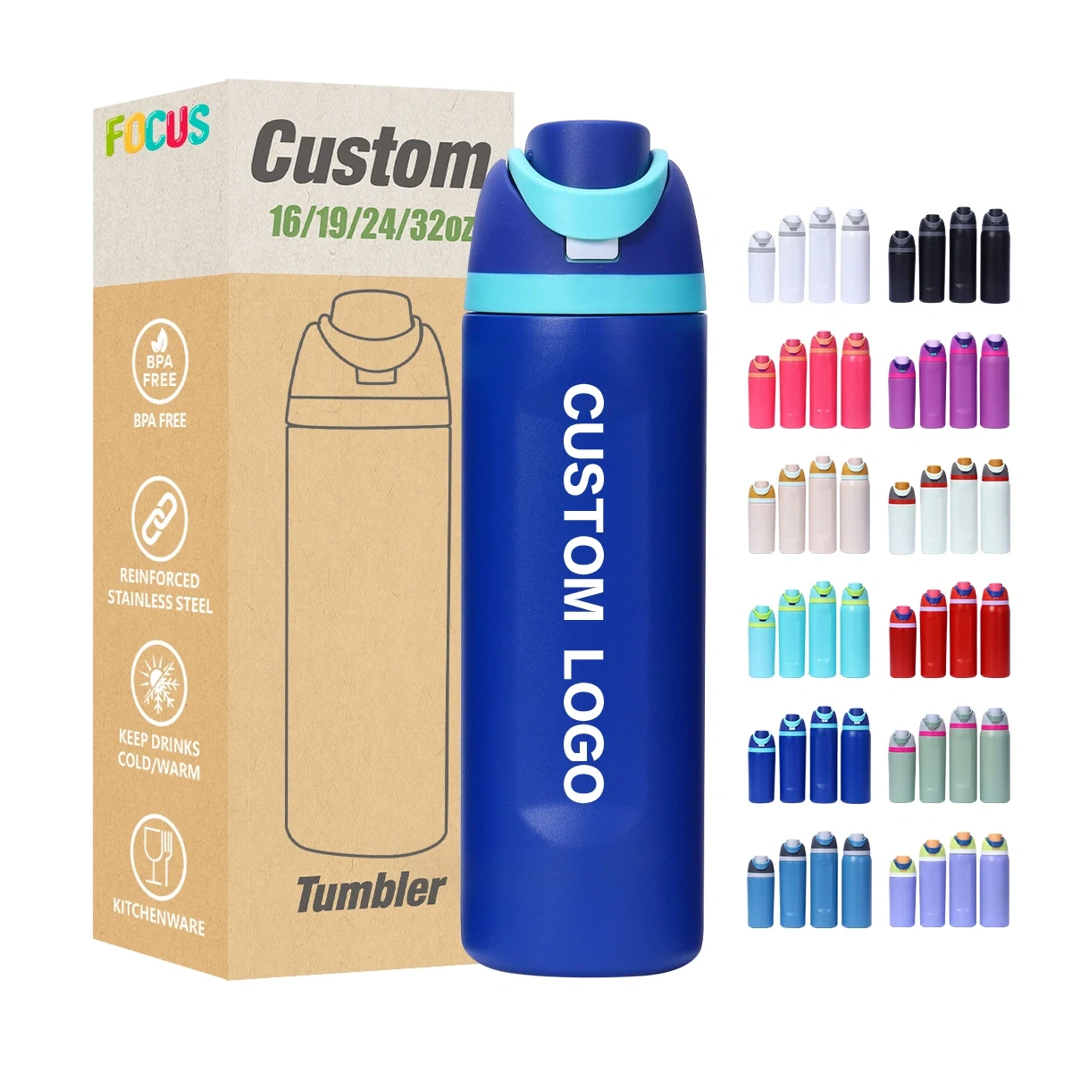 Custom Coffee Tumbler Owala 16oz 19oz 24oz 32oz Sport Water Bottles