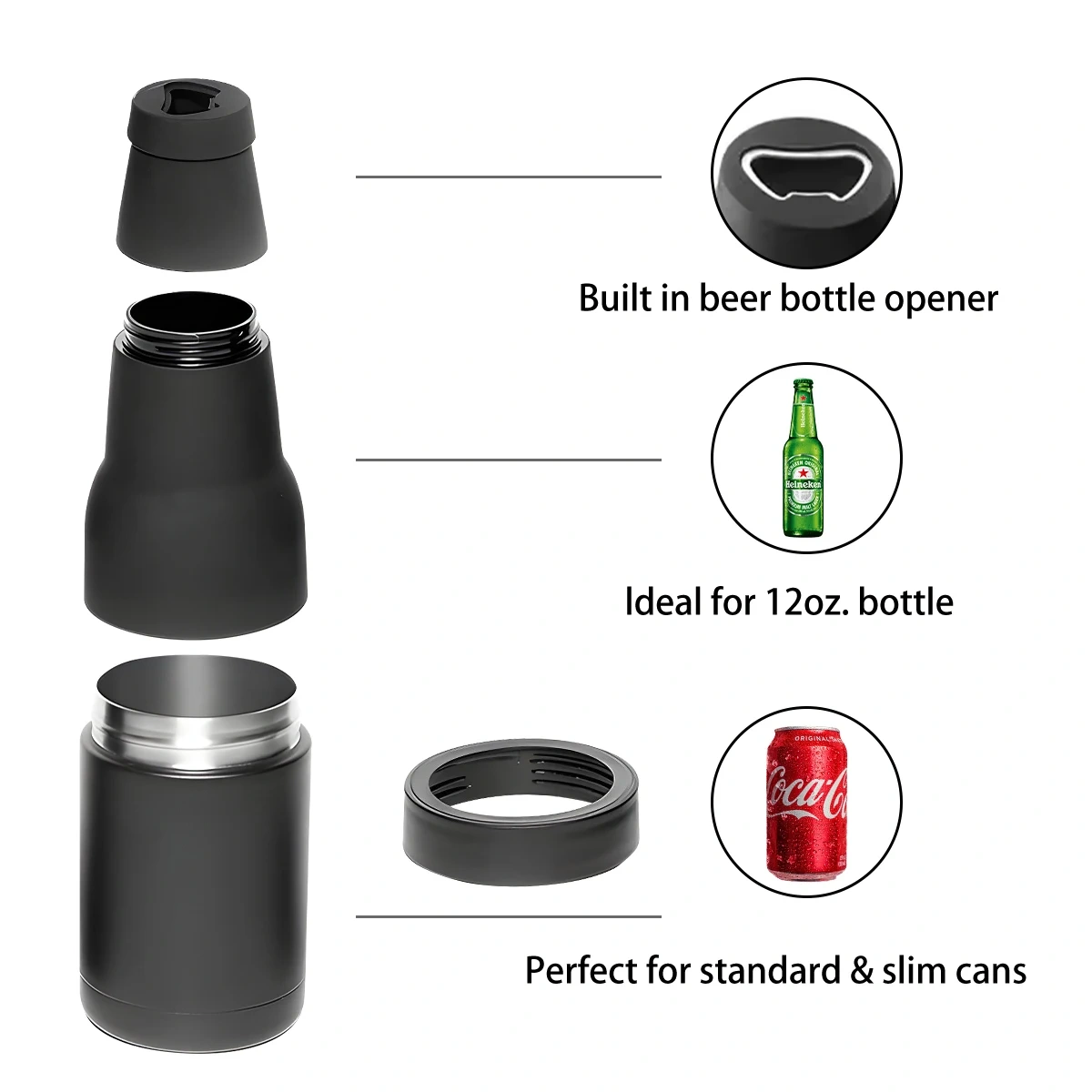 14oz 4 in 1 Can Cooler Mug with Beer Opener Drinkware Wholesale Supplier