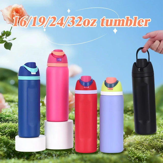 Custom Drink Tumblers Owala 16oz 19oz 24oz 32oz Sport Water Bottles With Handle Ring