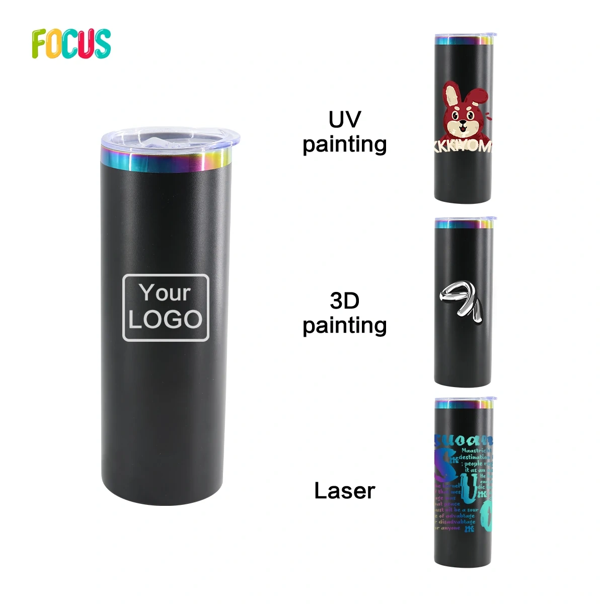 20oz Straight Custom Tumbler Cups Rainbow Plated Wholesale Tumbler Factory