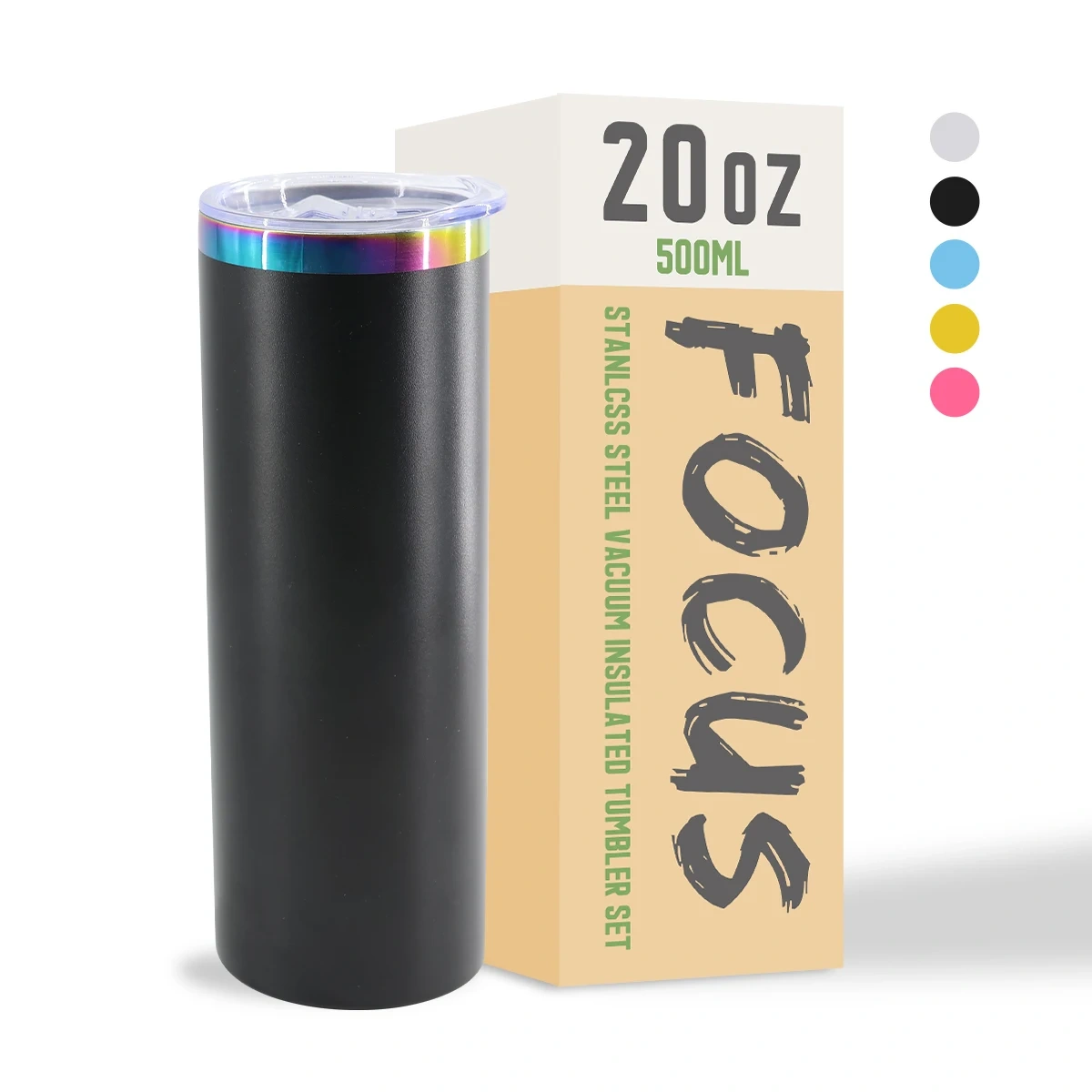 20oz Straight Custom Tumbler Cups Rainbow Plated Wholesale Tumbler Factory