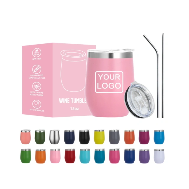 12oz Custom Tumbler Cups Wine Beer Mug Pink Egg Shape Mugs