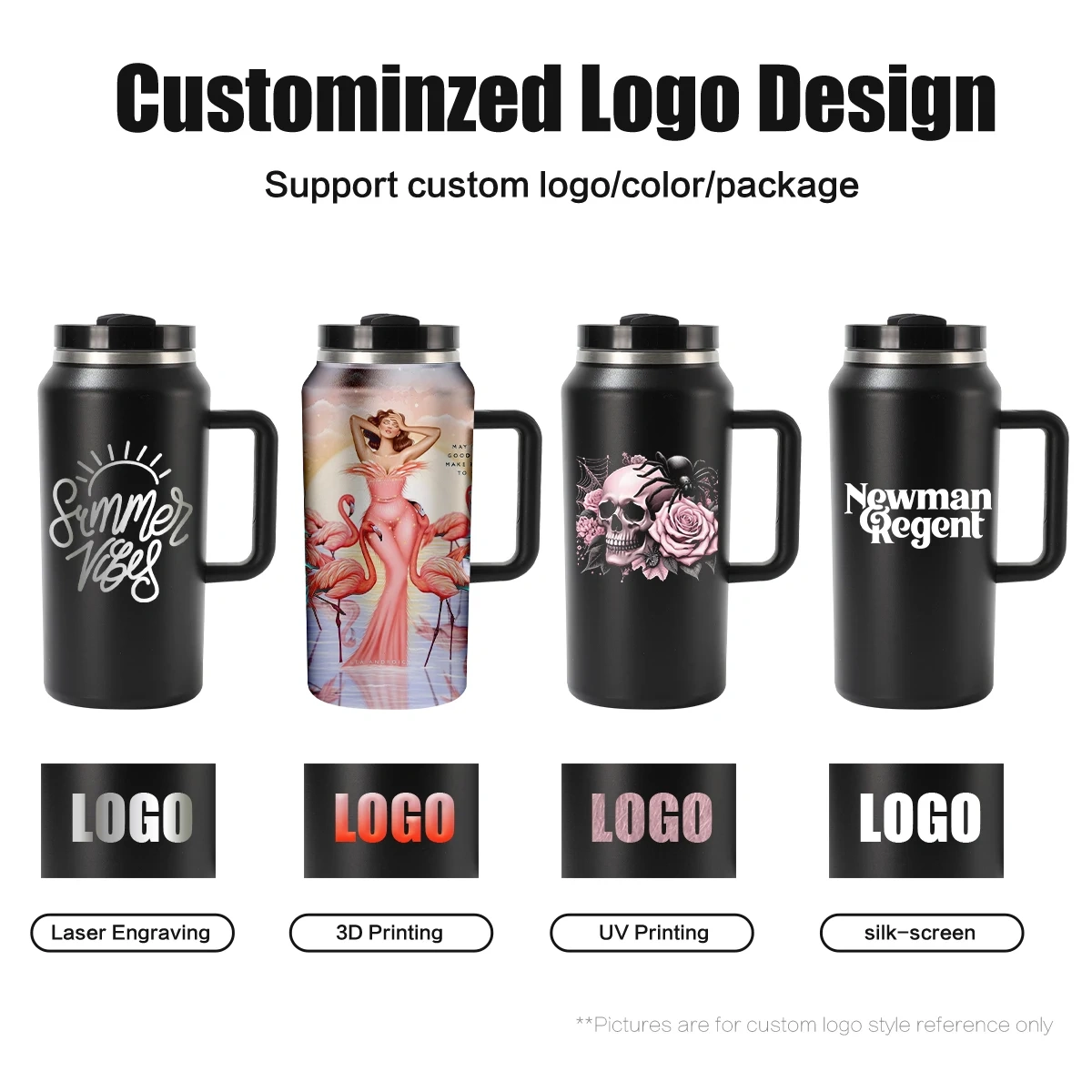 Stainless Steel Tumbler Cups Bulk 64oz Grey Sport Water Bottles