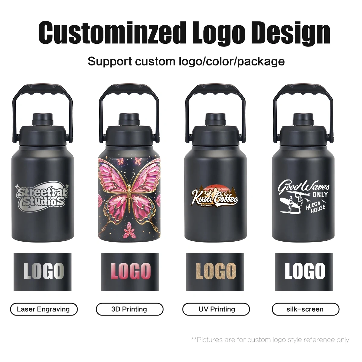 Extra Large 128oz Custom Water Bottles for Outdoor Camping 4L