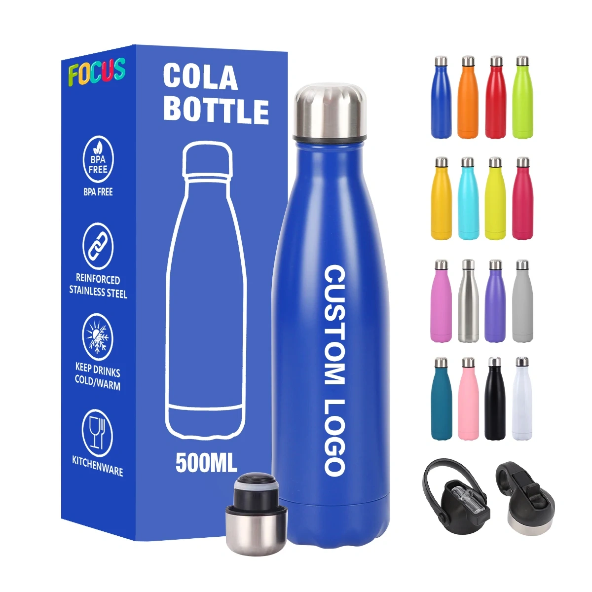 500ml Custom Water Bottles Klein Blue Cola Mugs Wholesale Tumbler Cups
