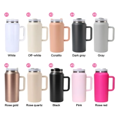 64oz Khaki Stainless Steel Insulated Tumbler with Straw and Lid