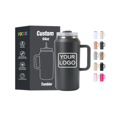 Stainless Steel Tumbler Cups Bulk 64oz Grey Sport Water Bottles