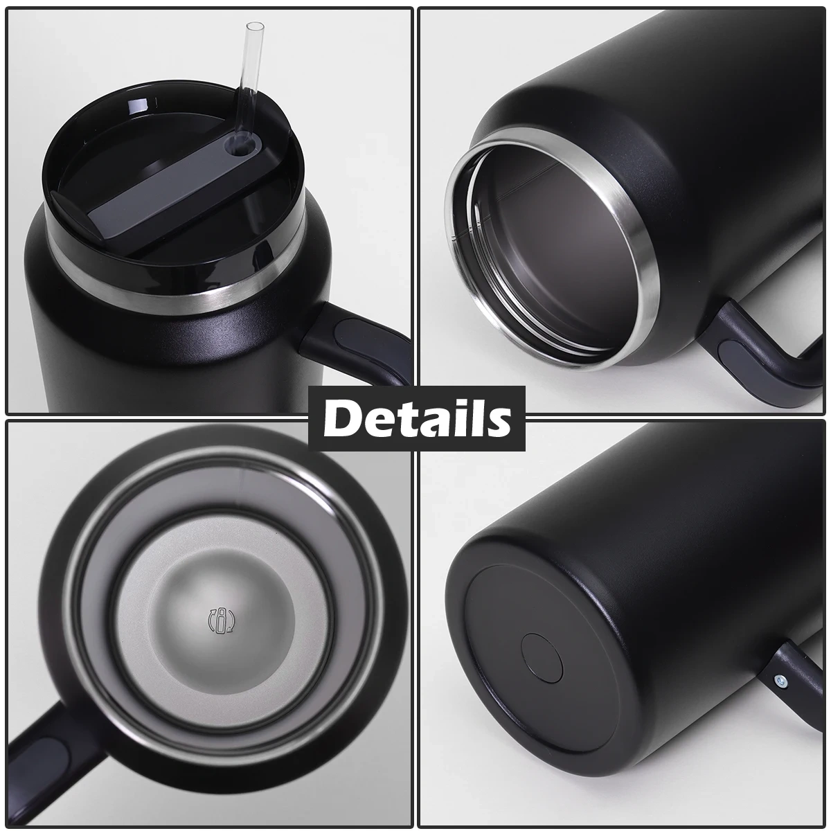 Stainless Steel Tumbler Cups Bulk 64oz Grey Sport Water Bottles