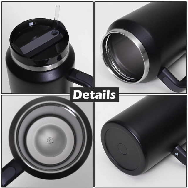 Stainless Steel Tumbler Cups Bulk 64oz Grey Sport Water Bottles