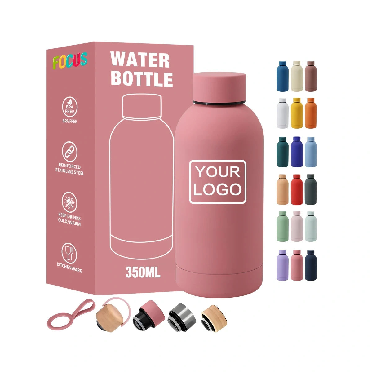 350ml Custom Water Bottles for Kids Personality Mugs with Rubber Handle Matte Coffee Cup