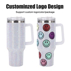 Custom Coffee Tumbler 40 oz Bling Purple Crystal Rhinestone Tumbler