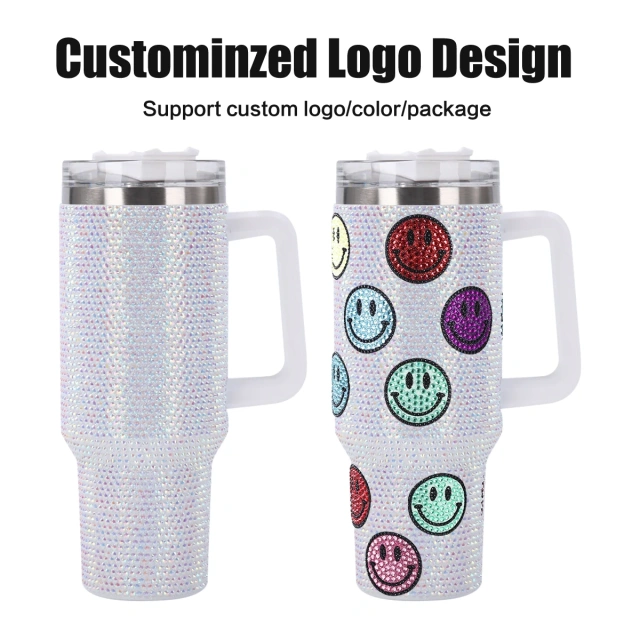 Custom Coffee Tumbler 40 oz Bling Purple Crystal Rhinestone Tumbler