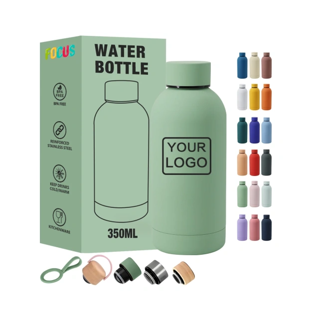 Custom Drink Tumblers 350ml Mint Green Frosted Rubber Water Bottles