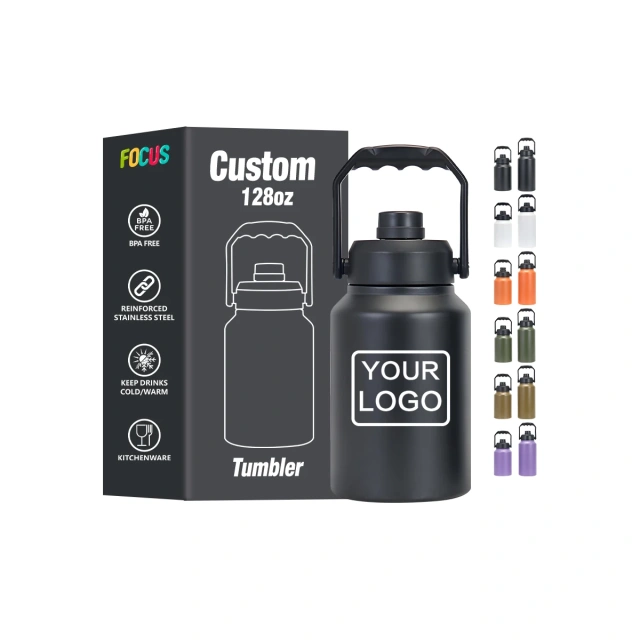 Extra Large 128oz Custom Water Bottles for Outdoor Camping 4L