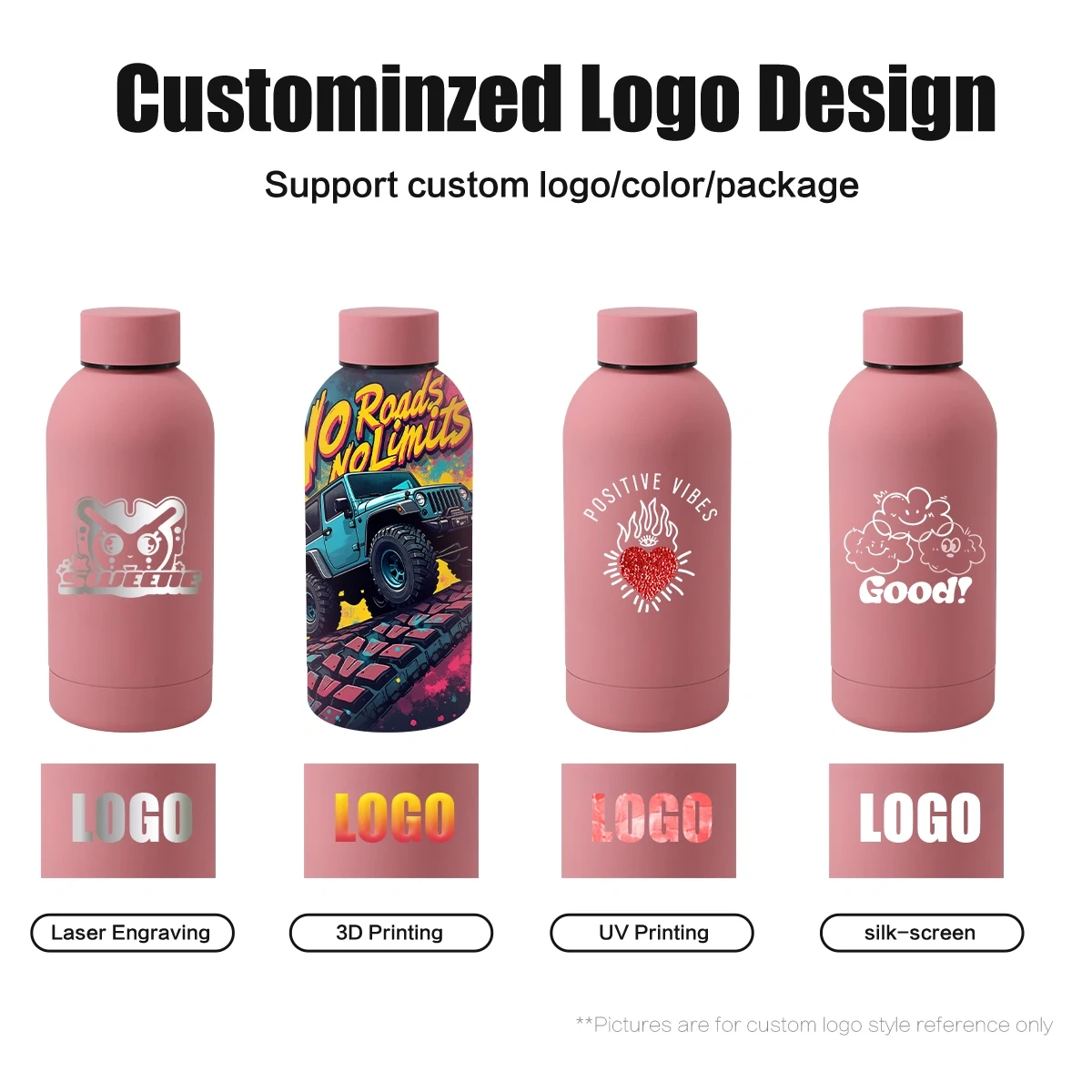 Custom Drink Tumblers 350ml Mint Green Frosted Rubber Water Bottles