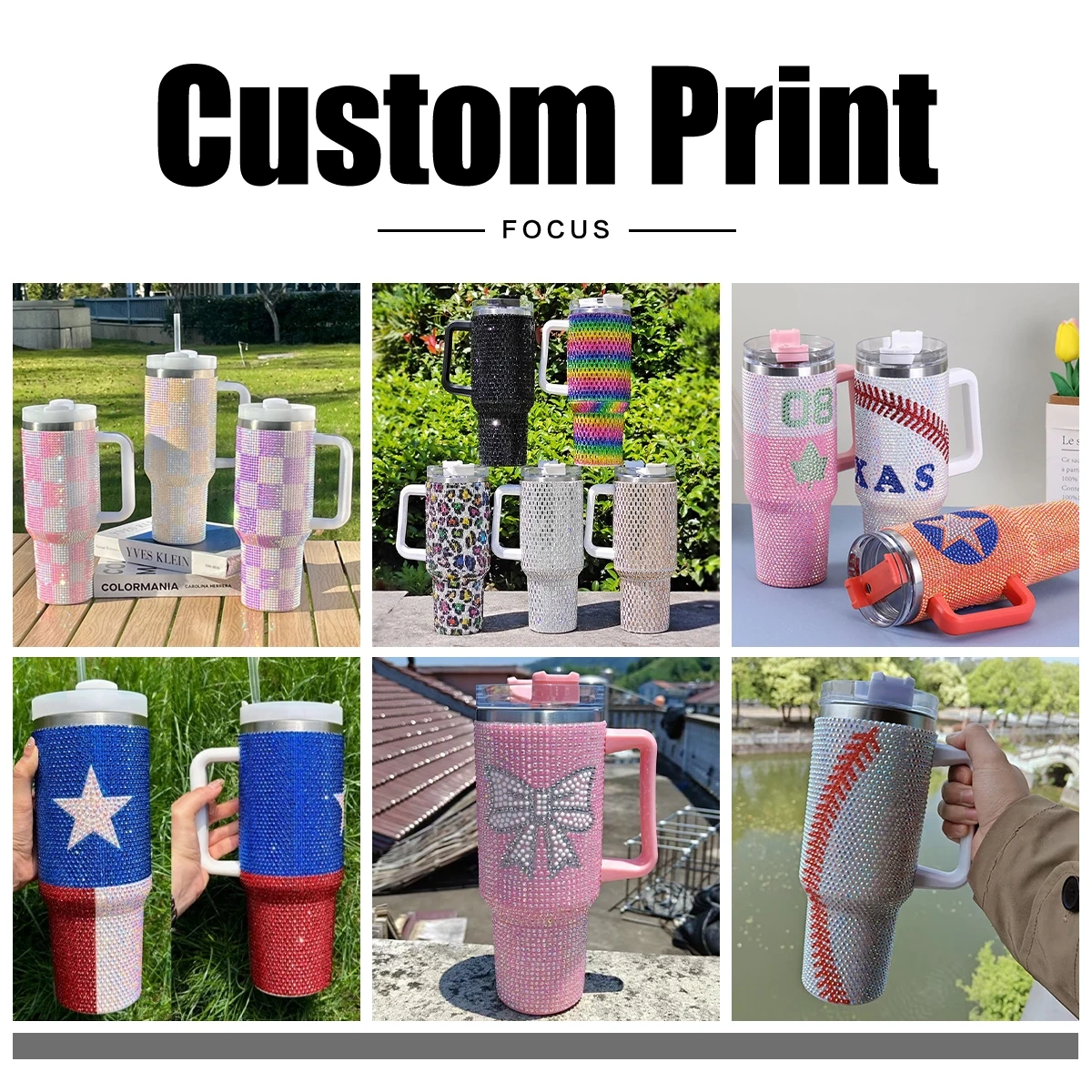 Custom Coffee Tumbler 40 oz Bling Purple Crystal Rhinestone Tumbler