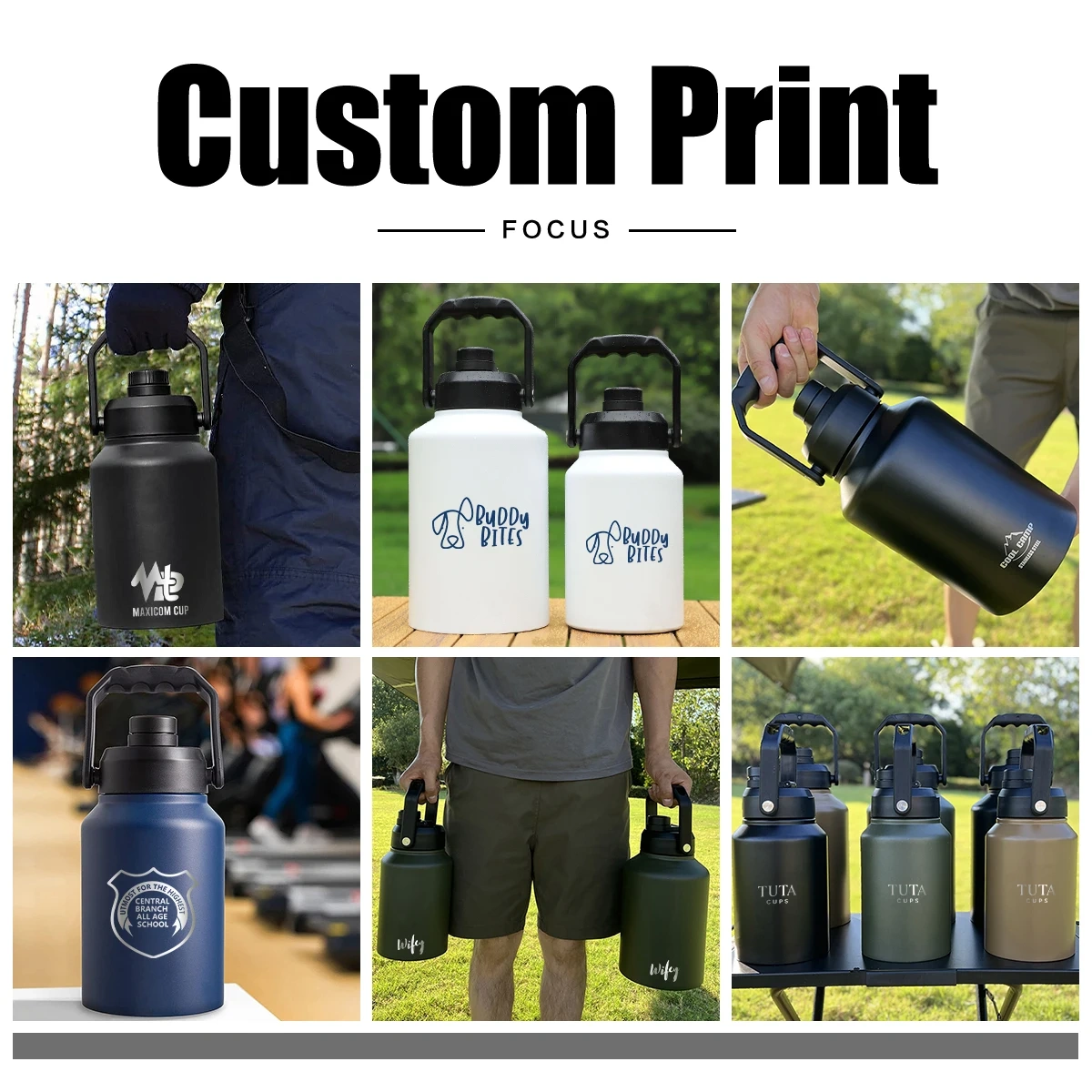 Extra Large 128oz Custom Water Bottles for Outdoor Camping 4L