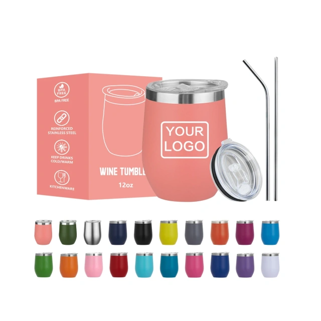 12oz Custom Tumbler Cups Wine Beer Mug Pink Egg Shape Mugs