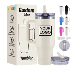 Custom for Stanleyyem Cup Off-white 40oz With Handle Travel Mug Tumbler