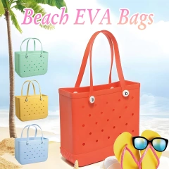 Hot Sale Women's Large Capacity Beach Bag Light EVA Bag for Custom Logo Print Water Proof Washable Tote Shopping Bag Wholesale