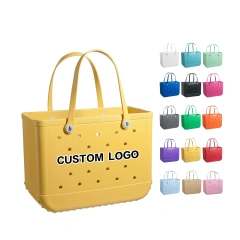 Customized EVA Beach Bag for Women Large Capacity Summer Family Travel Bog Bag with Strap Washable Decoration Charms Tote Bag