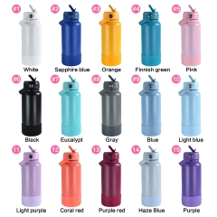 Green Tour Water Bottles with Handle Lid 32oz Modern Thermoses Flip Straw Lid Custom Cup Vacuum Sports Stainless Steel Tumbler