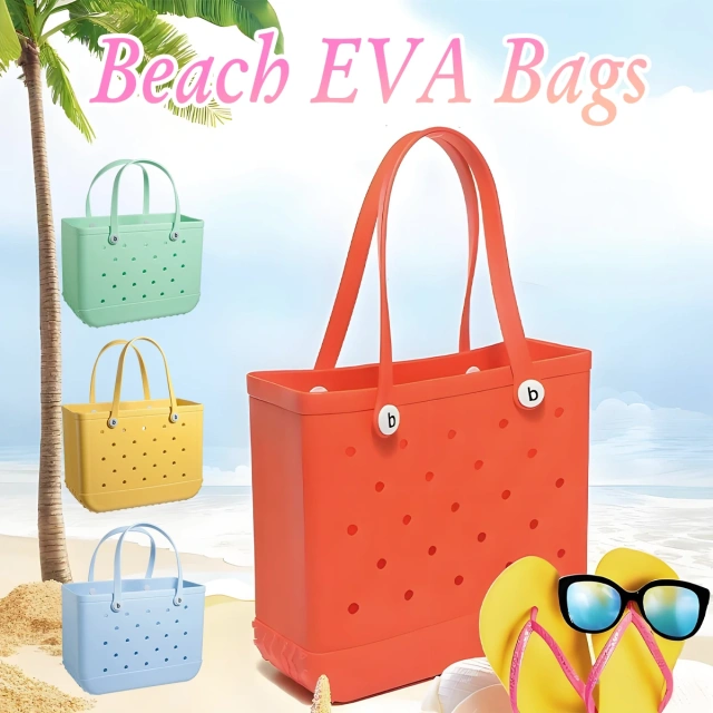 Hot Sale Women's Large Capacity Beach Bag Light EVA Bag for Custom Logo Print Water Proof Washable Tote Shopping Bag Wholesale