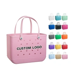 Hot Sale Women's Large Capacity Beach Bag Light EVA Bag for Custom Logo Print Water Proof Washable Tote Shopping Bag Wholesale
