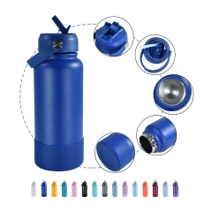 Green Tour Water Bottles with Handle Lid 32oz Modern Thermoses Flip Straw Lid Custom Cup Vacuum Sports Stainless Steel Tumbler