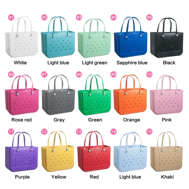 Customized Logo EVA Rubber Beach Bag UV Print Pattern Green Women's Bag XXL Large Size Summer Tote Bags Light Water Proof Bog