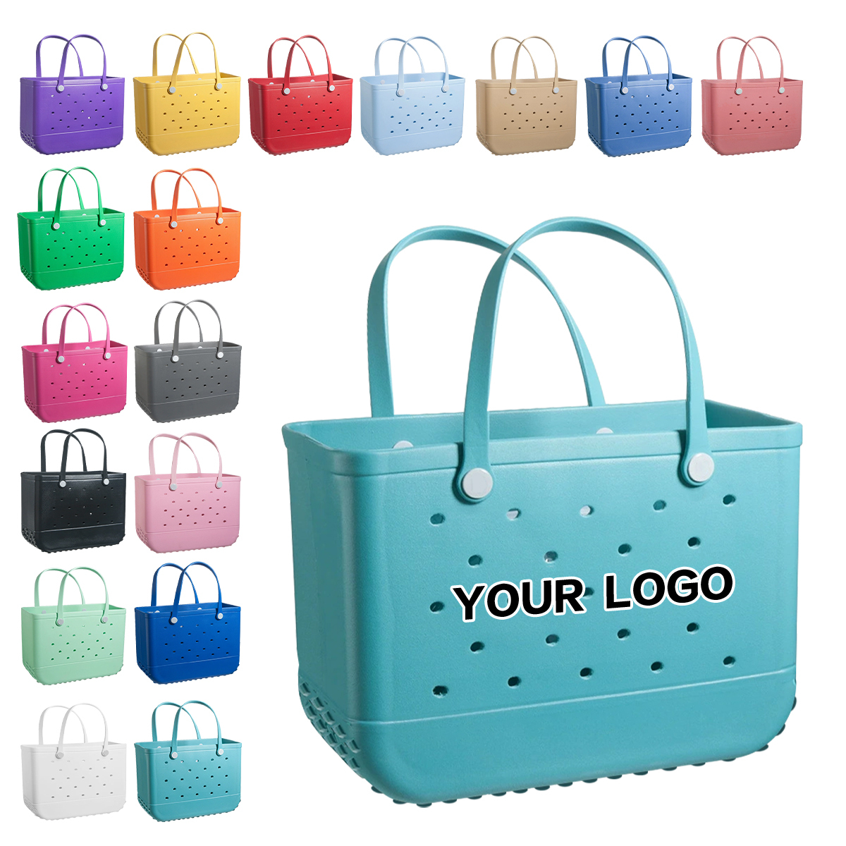 Customized Logo EVA Rubber Beach Bag UV Print Pattern Green Women's Bag XXL Large Size Summer Tote Bags Light Water Proof Bog