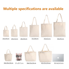 Custom Logo Printed Eco Recyclable Reusable Plain Blank Calico Organic Cotton Canvas Shopping Tote Bag Large White Shopping Bags