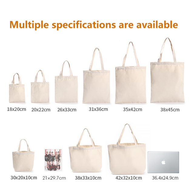 Custom Logo Printed Eco Recyclable Reusable Plain Blank Calico Organic Cotton Canvas Shopping Tote Bag Large White Shopping Bags