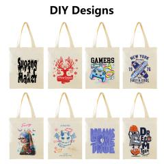 Custom Logo Printed Eco Recyclable Reusable Plain Blank Calico Organic Cotton Canvas Shopping Tote Bag Large White Shopping Bags