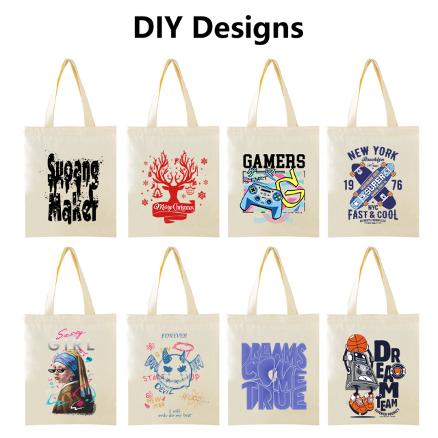 Custom Logo Printed Eco Recyclable Reusable Plain Blank Calico Organic Cotton Canvas Shopping Tote Bag Large White Shopping Bags