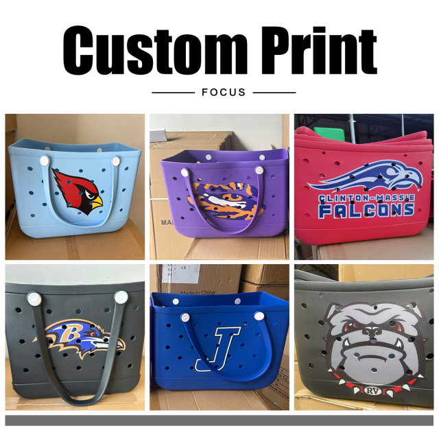 Hot Sale Women's Large Capacity Beach Bag Light EVA Bag for Custom Logo Print Water Proof Washable Tote Shopping Bag Wholesale