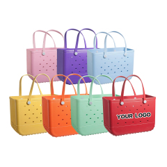 Customized Logo EVA Rubber Beach Bag UV Print Pattern Green Women's Bag XXL Large Size Summer Tote Bags Light Water Proof Bog