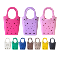 2025 New Mixed Color Small Capacity Summer Tote Shopping Bags for Ladies Leak Proof EVA Rubber Beach Bag with Handle and Strap