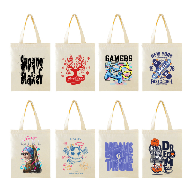 TOP Design Economical Cotton Tote Bag Lightweight Reusable Grocery Canvas Cloth Bags for DIY Advertising Promotion Gift Shopping