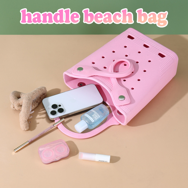 2025 New Mixed Color Small Capacity Summer Tote Shopping Bags for Ladies Leak Proof EVA Rubber Beach Bag with Handle and Strap