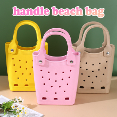 2025 New Mixed Color Small Capacity Summer Tote Shopping Bags for Ladies Leak Proof EVA Rubber Beach Bag with Handle and Strap