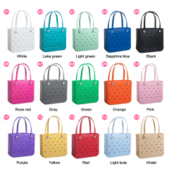 New Fashion Colorful XS Rubber Beach Bags Kids Small Tote Shopping Bags with Straps Light Washable Pink EVA Bags Custom Logo