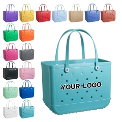 Customized Logo EVA Rubber Beach Bag UV Print Pattern Green Women's Bag XXL Large Size Summer Tote Bags Light Water Proof Bog