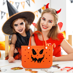 2025 Halloween Themed XL Women's Large Capacity Beach Bag Orange EVA Bag for Custom Logo Print Washable Bog Tote Shopping Bags