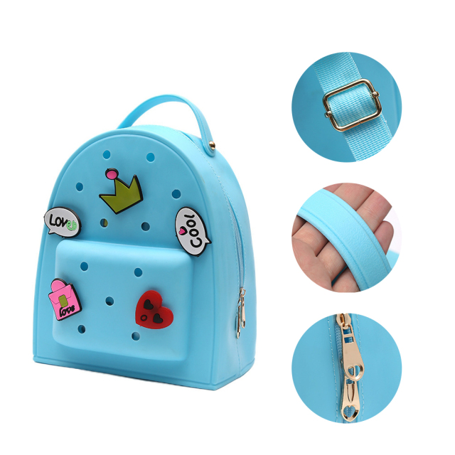 Fashion Small Pretty Cute Bags for Kids Jelly Colors Backpack with Charms EVA Rubber Washable Light Bags with Shoulder Straps