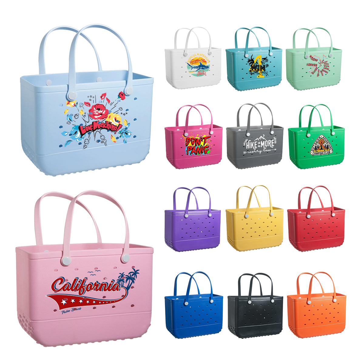Hot Sale Women's Large Capacity Beach Bag Light EVA Bag for Custom Logo Print Water Proof Washable Tote Shopping Bag Wholesale