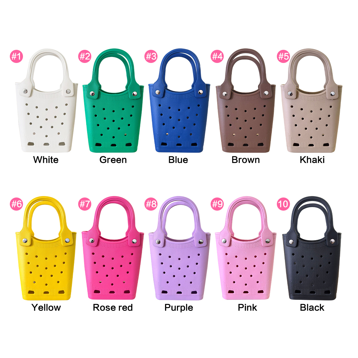 2025 New Mixed Color Small Capacity Summer Tote Shopping Bags for Ladies Leak Proof EVA Rubber Beach Bag with Handle and Strap
