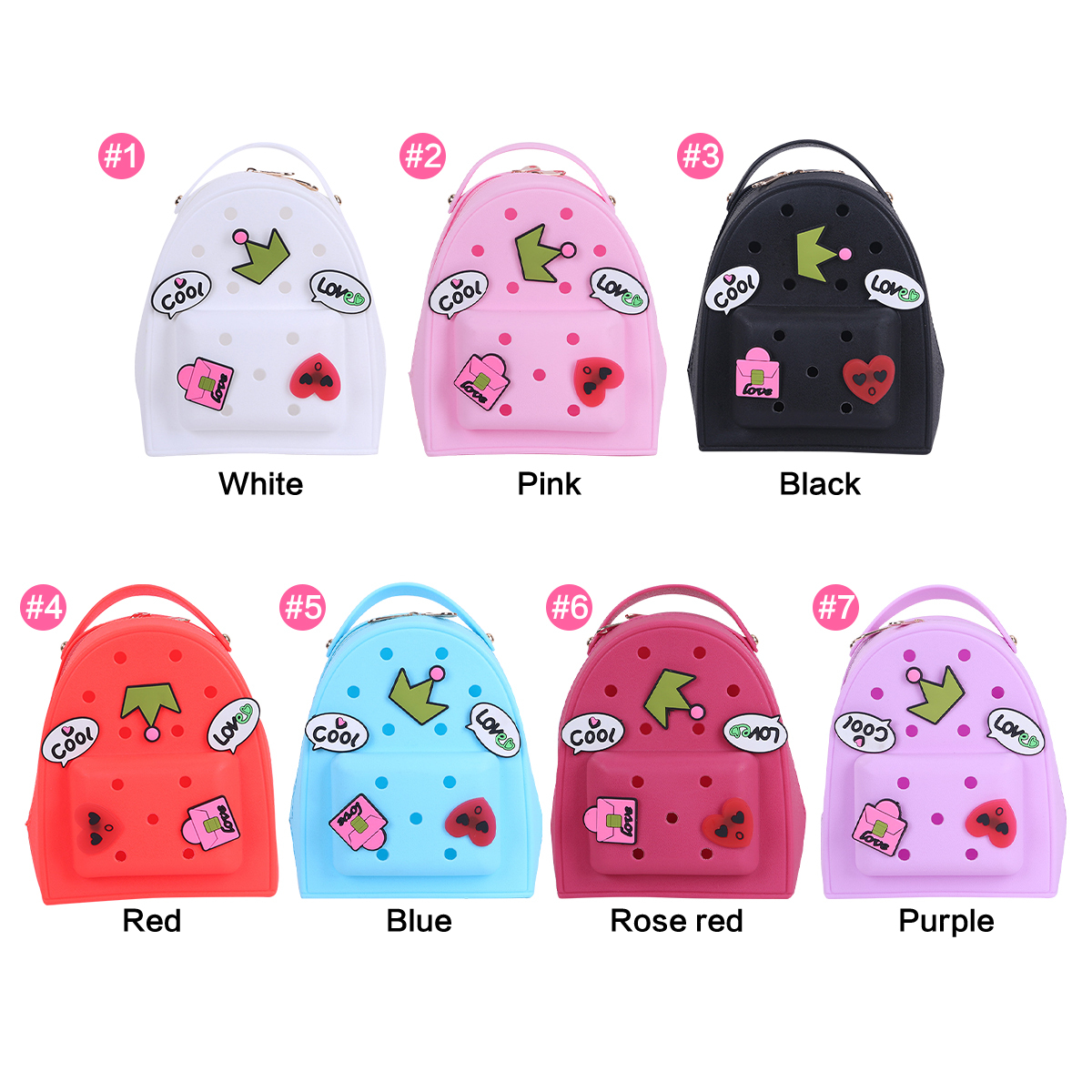 Fashion Small Pretty Cute Bags for Kids Jelly Colors Backpack with Charms EVA Rubber Washable Light Bags with Shoulder Straps