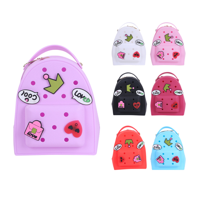Fashion Small Pretty Cute Bags for Kids Jelly Colors Backpack with Charms EVA Rubber Washable Light Bags with Shoulder Straps